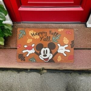 Disney Mickey Mouse Happy Fall Y'all Doormat 18"x30" Indoor Outdoor Fall Decor